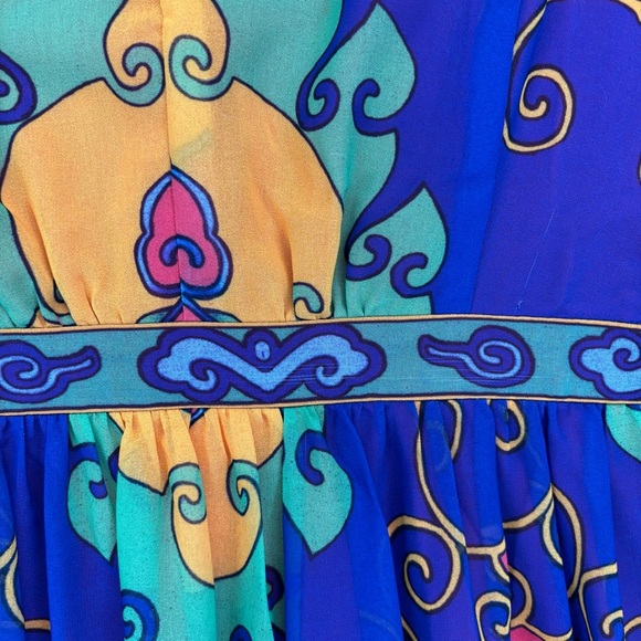 Modcloth Boho Indigo Muster the Length Maxi Dress Multicolor V-Neck S Festival - Picture 7 of 13